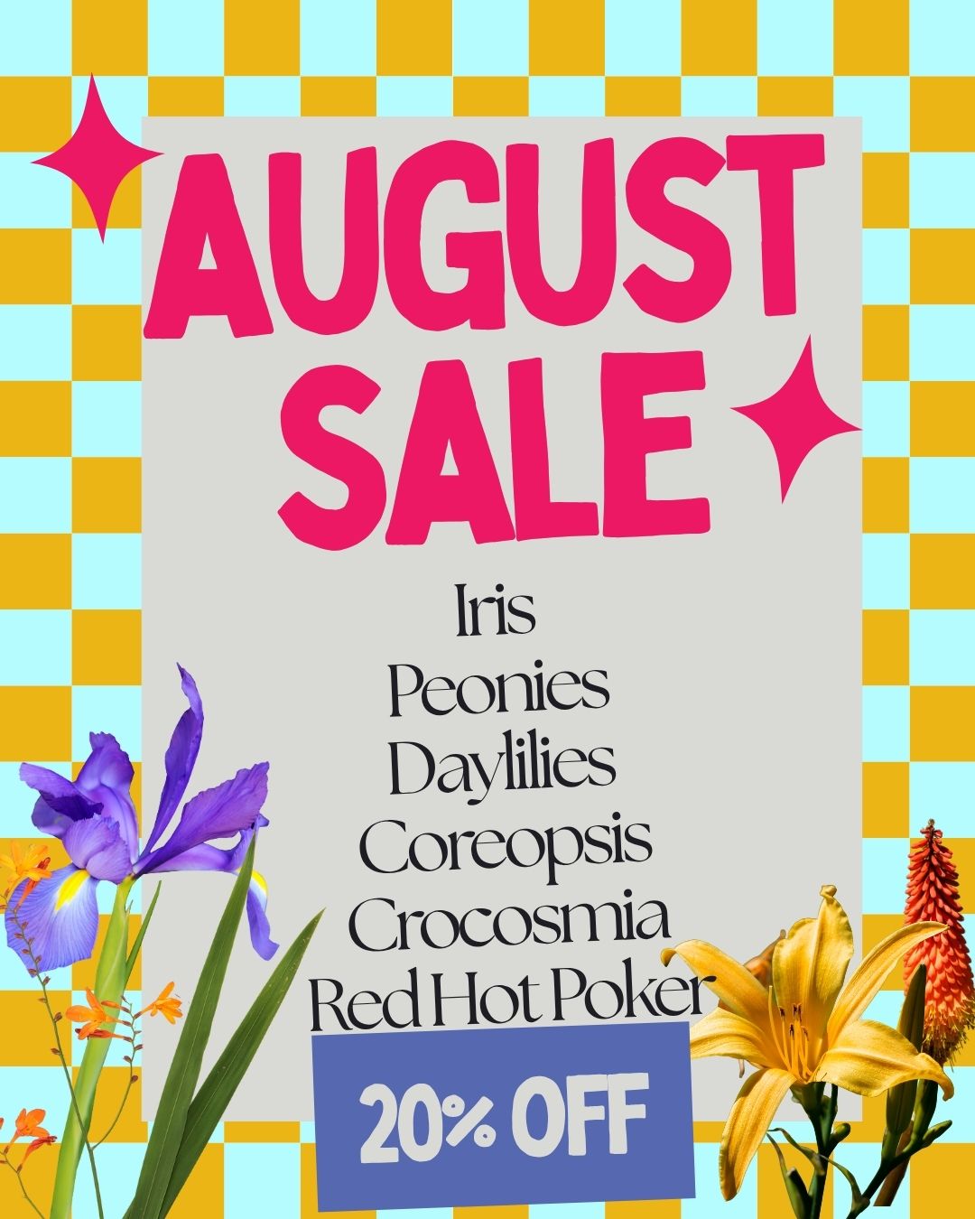 Blue Neon Pink Retro Checkered Sale Promotion Instagram Post (1)